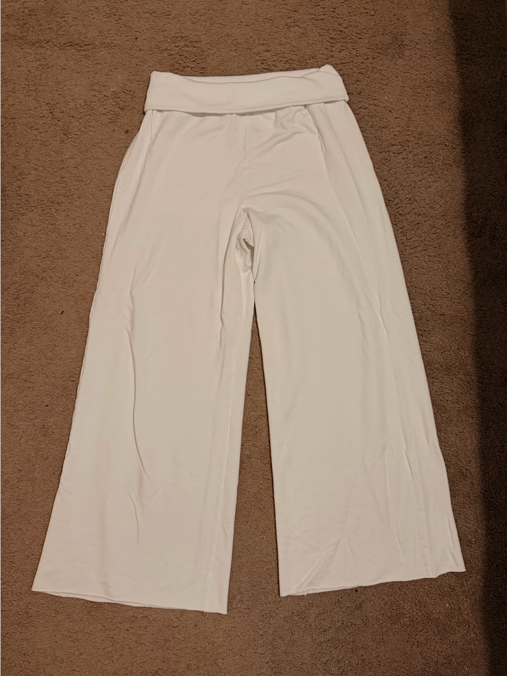 Aerie Offline Foldover Wide-Leg White Women's Knit Pants
